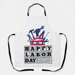 White after happy Labor Day Holiday Apron