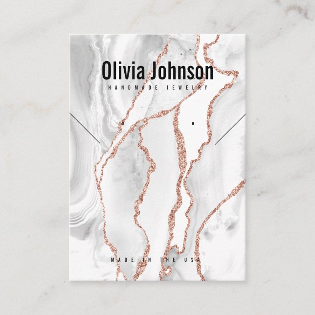 White Agate Jewelry Earrings Necklace Display Business Card (Front)