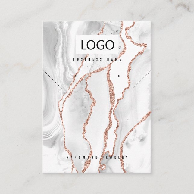 White Agate Jewelry Earrings Necklace Display Card (Front)