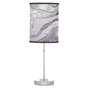 White Agate Lavender Glitter Glam #1 Table Lamp