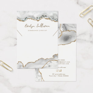 White agate necklace display card
