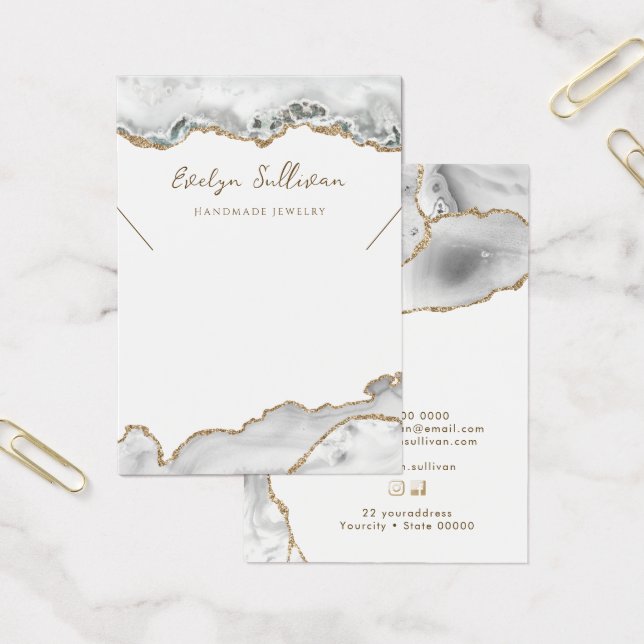 White agate necklace display card (Office)