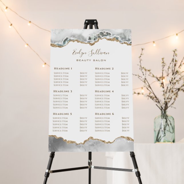 White Agate Price List Foam Board (In Situ (Stand))