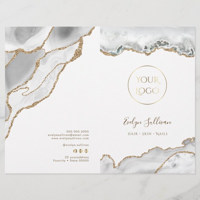 white agate service menu brochure (Front)