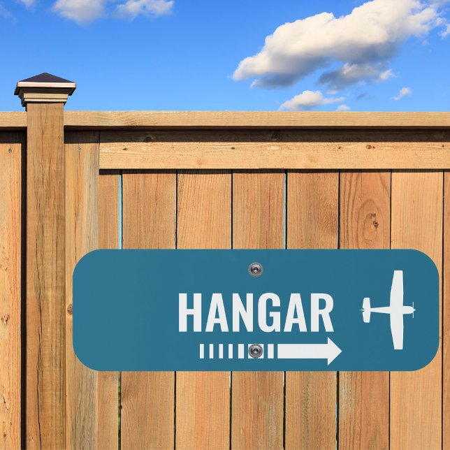 White Airplane Hangar & Arrow,Aviation blue custom Metal Sign (Creator Uploaded)