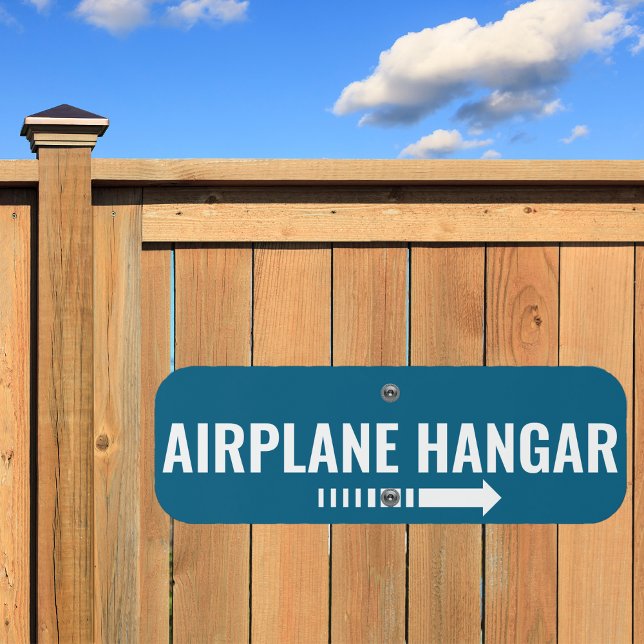 White Airplane Hangar & Arrow,Aviation blue custom Metal Sign (Creator Uploaded)