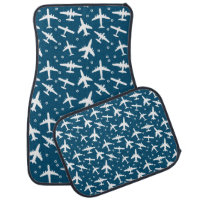 White Airplane Pattern on Dark Blue Aviation Theme