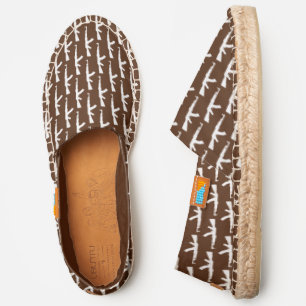 White AK-47 Weapon Assault Rifle Guns on Brown Espadrilles