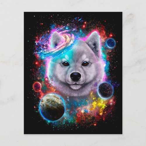 White Akita Dog Space Galaxy Flyer