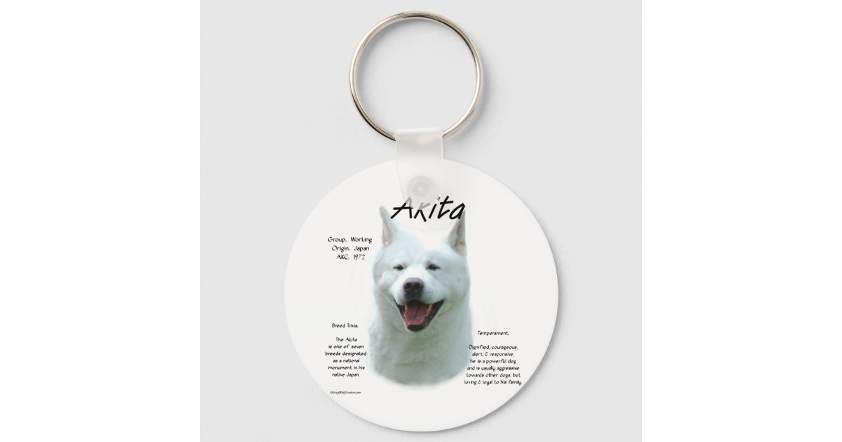 White Akita History Keychain | Zazzle
