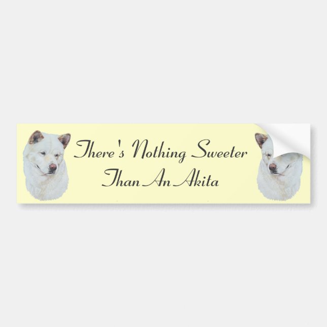 White akita portrait with original dog slogan bumper sticker (Front)