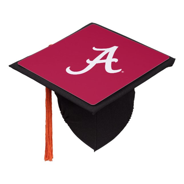 White Alabama A Graduation Cap Topper (Angled)