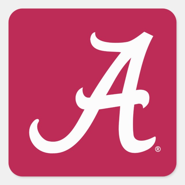 White Alabama A Square Sticker (Front)