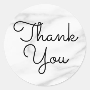 White Alabaster Thank You Classic Round Sticker