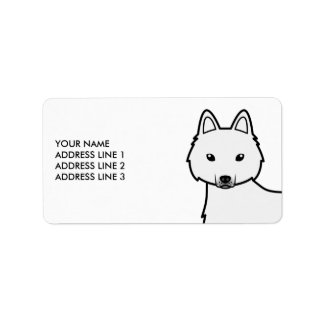 White Alaskan Klee Kai Cartoon Dog &amp; Custom Text Label
