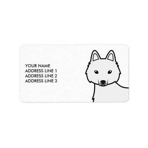 White Alaskan Klee Kai Cartoon Dog  Custom Text Label