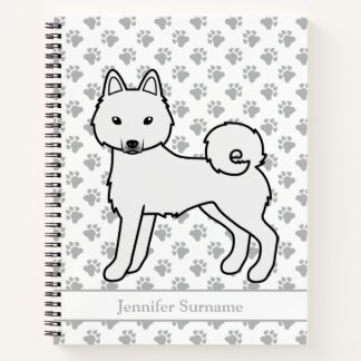 White Alaskan Klee Kai Cartoon Dog &amp; Custom Text Notebook