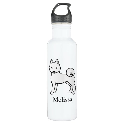 White Alaskan Klee Kai Cartoon Dog  Name Stainless Steel Water Bottle