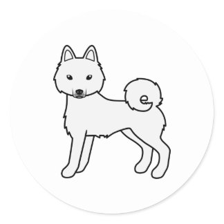 White Alaskan Klee Kai Cute Cartoon Dog Classic Round Sticker