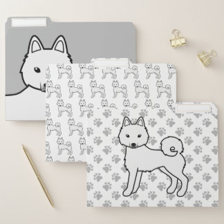 White Alaskan Klee Kai Cute Cartoon Dog File Folder