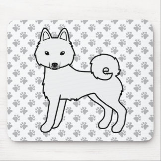 White Alaskan Klee Kai Cute Cartoon Dog Mouse Pad