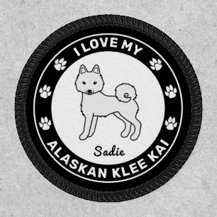 White Alaskan Klee Kai Cute Cartoon Dog Patch