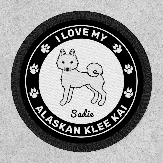 White Alaskan Klee Kai Cute Cartoon Dog Patch (Front)