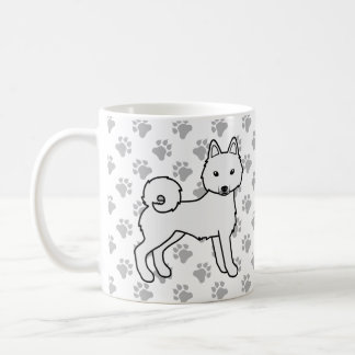 White Alaskan Klee Kai Cute Cartoon Dog &amp; Paws Coffee Mug