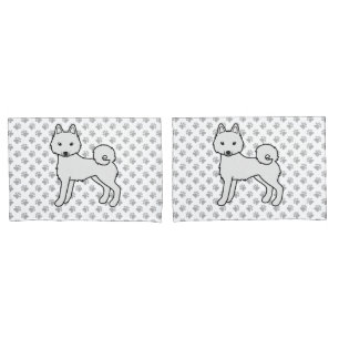 White Alaskan Klee Kai Cute Cartoon Dog Pillow Case