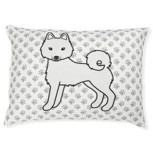White Alaskan Klee Kai Cute Dog & Paws Pet Bed