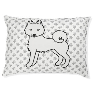 White Alaskan Klee Kai Cute Dog &amp; Paws Pet Bed