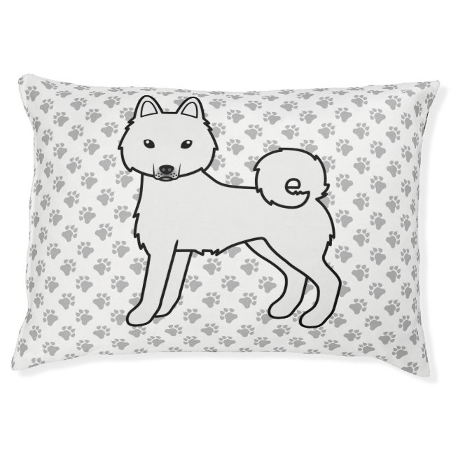 White Alaskan Klee Kai Cute Dog & Paws Pet Bed (Front)