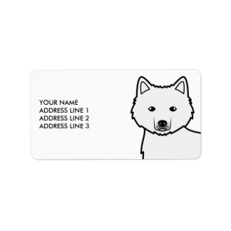 White Alaskan Malamute Cartoon Dog &amp; Custom Text Label
