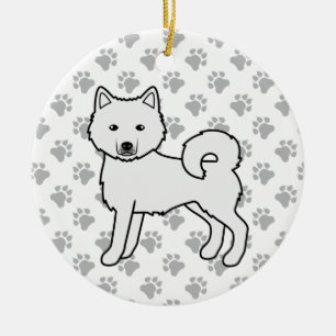 White Alaskan Malamute Cute Cartoon Dog Ceramic Ornament