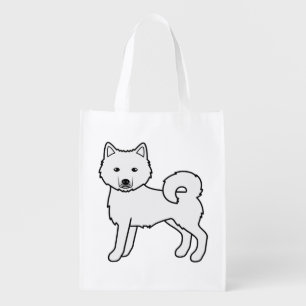 White Alaskan Malamute Cute Cartoon Dog Grocery Bag