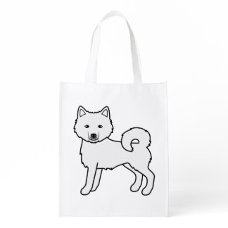 White Alaskan Malamute Cute Cartoon Dog Grocery Bag