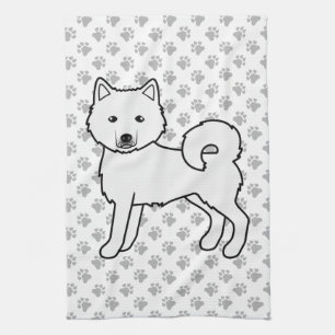 White Alaskan Malamute Cute Cartoon Dog Kitchen Towel