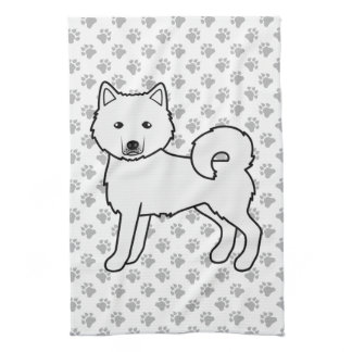 White Alaskan Malamute Cute Cartoon Dog Kitchen Towel