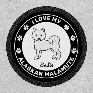 White Alaskan Malamute Cute Cartoon Dog Patch