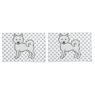 White Alaskan Malamute Cute Cartoon Dog Pillow Case