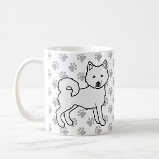 White Alaskan Malamute Cute Dog &amp; Paws Coffee Mug