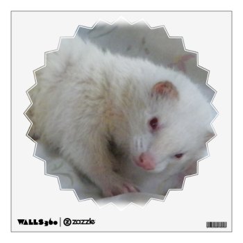 White Albino Ferret Picture Wall Sticker by Visages at Zazzle