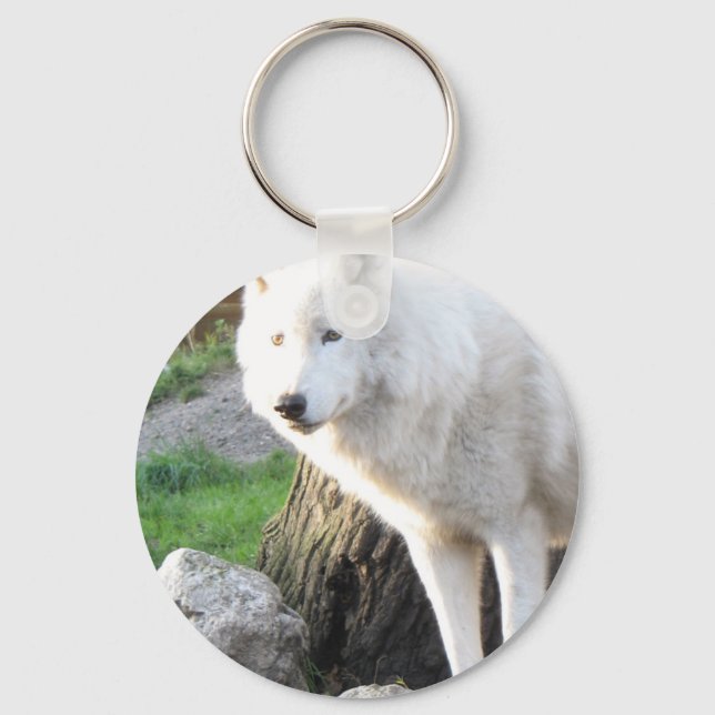 White albino wolf spirit - Therian gifts Keychain (Front)
