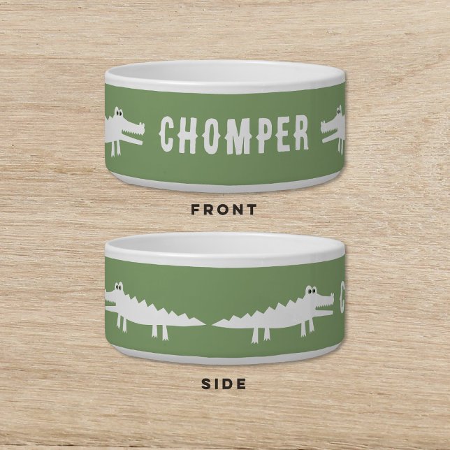 White Alligator Green Dog Cat Pet Bowl (Creator Uploaded)