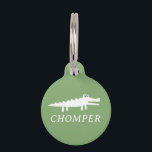 White Alligator Pet ID Tag<br><div class="desc">This pet ID tag features a white alligator illustration on a pleasant sage green background, with a designated area for the pet's name displayed in a stylish font that enhances the tag's overall aesthetic. The combination of the alligator graphic and the soft green hue makes it a delightful accessory for...</div>