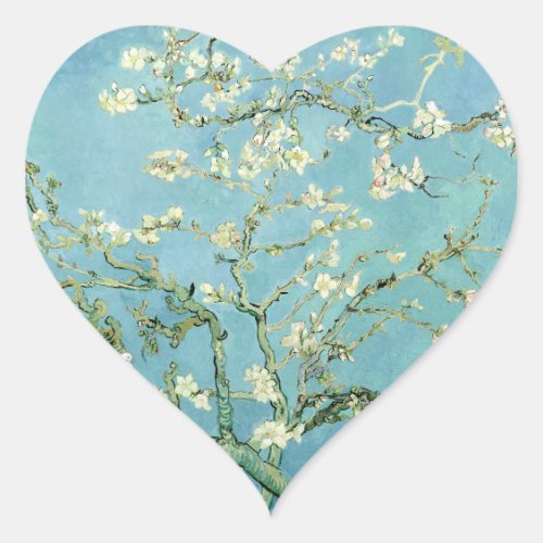 White almond blossom by Vincent Van Gogh Heart Sticker
