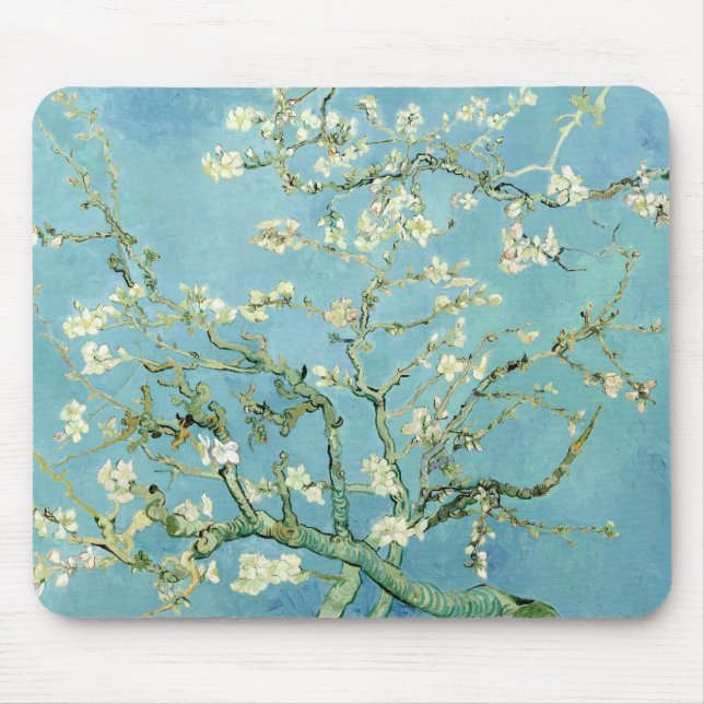 White almond blossom by Vincent Van Gogh Mouse Pad (Front)