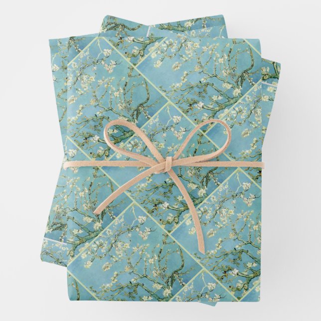 White almond blossom by Vincent Van Gogh Wrapping Paper Sheets (In situ)