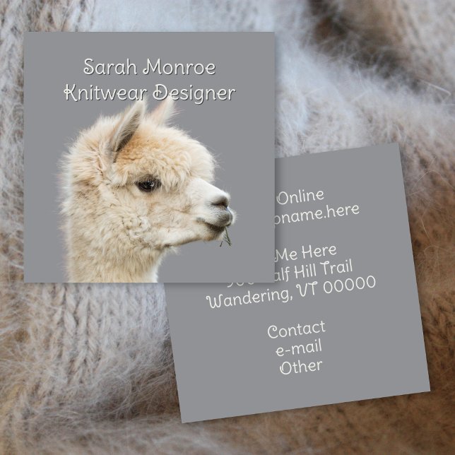 White Alpaca Fiber Yarn Square Business Card (Creator Uploaded)