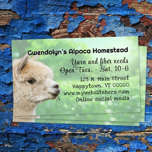 White Alpaca Knitting Fiber Business Card (Creator Uploaded)